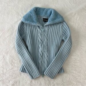 Costa Light Blue Cable Knit Turtleneck Sweater